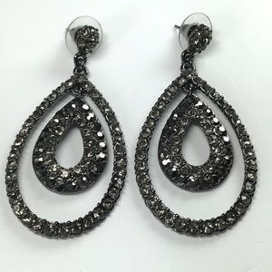 Shosanna—Teardrop Gunmetal Pave Earrings
